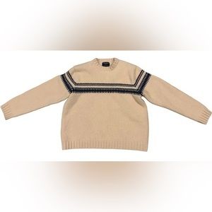 VTG AMERICAN EAGLE Lambswool Sweater Mens Size XL Striped‎ Tan Blue Vintage